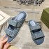 G Home's New Canvas Embroidered Thick Bottom Velcro Slippers for Women 2024 Summer Flat Bottom Casual Beach Sandals