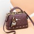 2024 European and American New Fashion Women's Bag with Lingge Small Fragrant Style Handheld Small Bag Boston Shoulder Bag