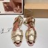 Spanish ZA women's shoes 2024 autumn new gold hollow toe Roman shoes cross strap flat sandals for women