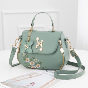 Simple and fashionable embroidered bucket bag, 2024 autumn new handbag, sweet and ladylike single shoulder crossbody bag