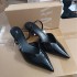 2024 Autumn New Product Black Pointed Toe Dew Heel Muller Shoes for Women's Fashion Casual High Heels