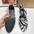 ZA Autumn 2024 New Product Round Headed Open toed Hollow Zebra Pattern High Heels with Rear Buckle Buckle Strap Sandals for Women