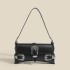 Cross border 2023 new trend simple niche design single shoulder underarm bag for women retro versatile buckle small square bag