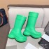 High end B family high tube rain boots 2022 new thick soled height increasing waterproof boots for women candy colored mid tube perforated boots