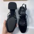 ZA new women's shoes 2024 summer slim strap combination buckle thick heel high-heeled sandals round toe French black Mary Jane