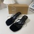 ZA's new 2024 summer square toe slim toe flip flops sandals for women with kitten heels and M ü ller shoes, fashionable single shoes for women