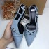 ZA2024 Spring/Summer New Product Denim Shallow Mouth Strap Hollow Baotou Sexy Stiletto Fashion Sandals Muller