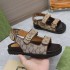 G Home Thick Bottom Slippers Velcro Embroidered Beach Sandals 2024 New Round Head Thick Bottom Metal Label Roman Sandals