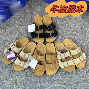 Full leather BK Haken shoes for spring and summer 2024, new genuine leather cork thick soled Haken sandals for men, one-piece cool slippers for women