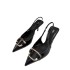 ZA New Product 2024 Autumn Lacquer Fabric Metal Buckle Decoration Shallow Mouth Pointed Tip Thin Heel Baotou Fashion High Heels Sandals for Women