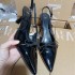 ZA Women's Shoes 2024 Autumn New Black Pointed Bow Shallow High Heels Thin Heels Baotou Sandals Back Air