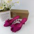 ZA2024 Summer New Silk Texture Butterfly Knot Decoration Muller High Heels Pointed One Line Tripping Sandals for Women