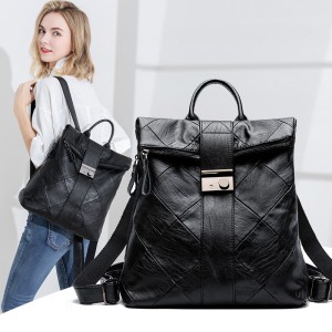 New Cross border Foreign Trade Backpack Trendy Fashion Soft Leather Splicing Backpack Women's Anti theft Handheld Business Travel Bag