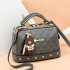 2024 European and American New Fashion Women's Bag with Lingge Small Fragrant Style Handheld Small Bag Boston Shoulder Bag