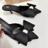 ZA New Product 2024 Autumn Artificial Pearl and Black Silk Bow Decoration Pointed High Heels, Headless Sandals for Women