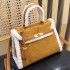 Cross border 2024 new retro lamb fur red Kelly bag, large capacity bridal bag, popular plush single shoulder crossbody