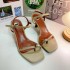 Z2024 summer new fashionable open toe square toe clip toe metal decoration fine heel casual straight strap high-heeled sandals for women