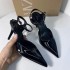 ZA New Product 2024 Fashion European and American Style High Heels with Thin Heels, Pointed Points, Shallow Mouth, Strap Back, Exposed Heels, Fashion Outerwear Sandals for Women