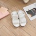 2024 New Miu Home Metal Letter Logo Sheep Leather Velcro Toe Exposed Thick Bottom Fashion Sports Sandals for Women