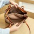 Tote bag, genuine leather women's bag, 2024 new product, light luxury fashion, block printed large capacity bag, hand-held single shoulder bag