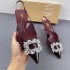 ZA women's shoes 2024 new shallow high-heeled slim heel shallow pointed rhinestone embellishment PVC toe cap back strap sandals