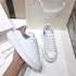 High version McQueen white shoes for women 2023 new thick soled shoes, leather height increasing jelly haze blue sports and leisure shoes