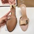 ZA New Product 2024 Round Head Straightened High Heel Sandals with Metal Buckle and Open Toe Mouller Shoes, Rear Empty Narrow Heel Sandals for Women