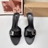 ZA New Product 2024 Round Head Straightened High Heel Sandals with Metal Buckle and Open Toe Mouller Shoes, Rear Empty Narrow Heel Sandals for Women