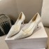 High end 2024 new JC high-heeled women's shoes with pointed, super sparkling crystal diamonds, shallow mouth, thin heels, hot pressed diamonds, banquet single shoes for women