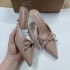 ZA2024 Summer New Product Sandals Women's Pointed Bow Decoration Shallow Mouth Fine Heel High Heels Back Empty Baotou Muller Shoes