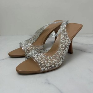 ZA Spring New Thin Heel Strap Women's Shoes with Bright Plastic High Heels, Elegant Fairy French Crystal Sandals