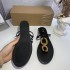 ZA new 2024 summer round toe straight strap metal buckle decoration clip toe slippers sandals with women's back strap for wearing single shoes