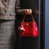 Cross border new high-end retro red bucket bag 2025 French hand-held bridal wedding bag, single shoulder crossbody women's bag