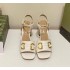 High version G family women's horseneck buckle sandals, thick heel square toe open toe high heels, straight strap Mary Jane women's shoes, summer