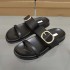 ZA2024 Summer New Women's Shoes Round Head, Open Toe, Metal Belt Buckle, Flat Heel, Thick Bottom, Women's Shoes for Outwear