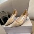 High end 2024 new JC high-heeled women's shoes with pointed, super sparkling crystal diamonds, shallow mouth, thin heels, hot pressed diamonds, banquet single shoes for women