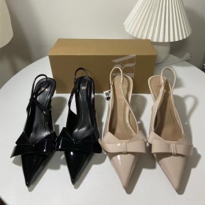 ZA High Heels 2024 Spring/Summer New Fashionable Versatile Women's Shoes Daily Casual Bow Pointed French Single Shoes Women