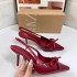 2024 autumn new red patent leather bow decoration pointed high-heeled M ü ller shoes with a single back empty toe cap sandals for women