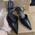 2024 Autumn New Product Black Pointed Toe Dew Heel Muller Shoes for Women's Fashion Casual High Heels