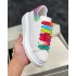 High version McQueen white shoes for women 2023 new thick soled shoes, leather height increasing jelly haze blue sports and leisure shoes