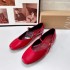 ZA flat shoes women's 2024 summer new item big red patent leather Mary Jane flat ballet shoes single shoes women's shoes