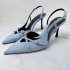 ZA New 2024 Spring/Summer Denim Shallow Mouth Strap Hollow Baotou Sexy Stiletto Fashion Sandals Muller Shoes