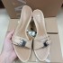 ZA2024 Summer New Product Women's Shoes Beige Buckle Decoration Leather Fine Middle Heel Muller Shoes Sandals Temperament Outerwear Cool Trailer