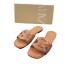 ZA2024 Summer New Product Women's Shoes Brown Flat Flat One Word Straw Hollow Square Head Open Toe Casual Versatile Flat Sandals