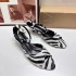 ZA Autumn 2024 New Product Round Headed Open toed Hollow Zebra Pattern High Heels with Rear Buckle Buckle Strap Sandals for Women