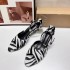 ZA Autumn 2024 New Product Round Headed Open toed Hollow Zebra Pattern High Heels with Rear Buckle Buckle Strap Sandals for Women