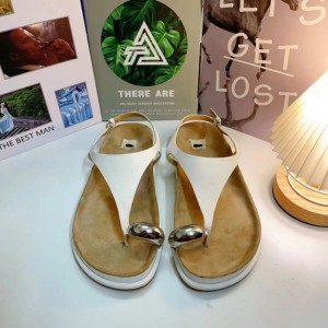 ZA toe sandals for outdoor wear 2024 summer new round headed flat bottomed leather Roman herringbone sandals for women