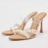 ZA new 2024 summer pearl transparent slim heeled high heels for women with exposed heels and toes, wearing fashionable pointed shoes for women