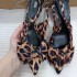 ZA2024 New Product Baotou Fashion Middle Heel Sandals with Pointed Leopard Pattern Bow, Shallow Mouth, Rear Tripping Strap, Thin Heel Sandals for Women