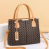 Simple retro printed handbag 2024 European and American fashionable women's bag large capacity shoulder crossbody bag hair replacement